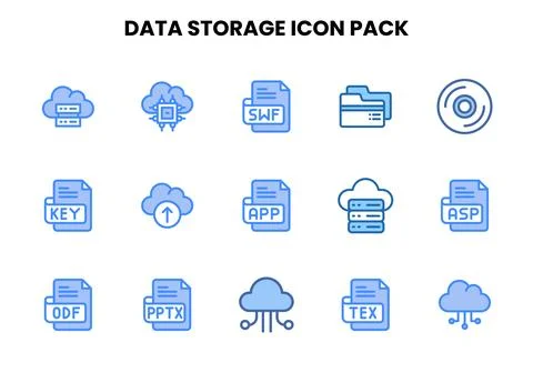 Data Storage Two Colour Graphics Icons Pack 库存插图