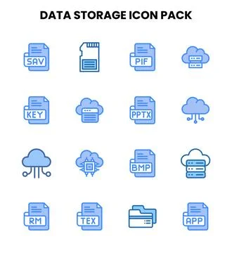 Data Storage Two Colour Graphics Icons Pack 库存插图