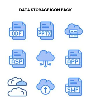 Data Storage Two Colour Icons Pack Stock Illustration