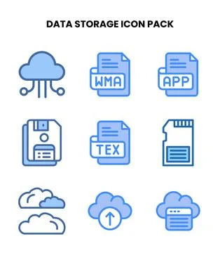 Data Storage Two Colour UI Icons Pack 스톡 일러스트
