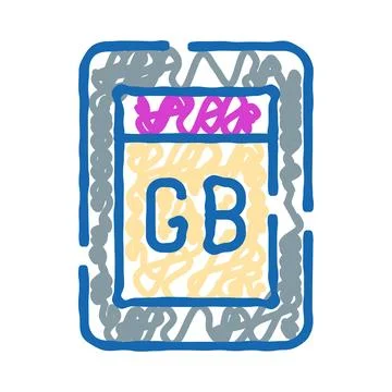 Data storage unit gigabyte scribble icon design Illustrazione stock
