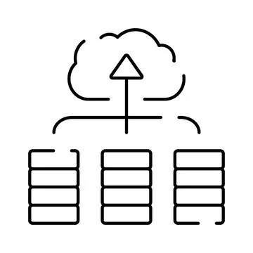 Data storage uploading to cloud computing network Stock Illustration