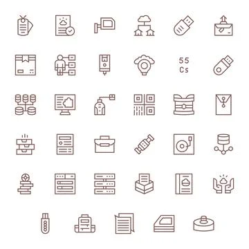 Data Storage Vector Icon Arsenal with 35 Retina Ready Regular Line PIXEL Pe.. Stock Illustration
