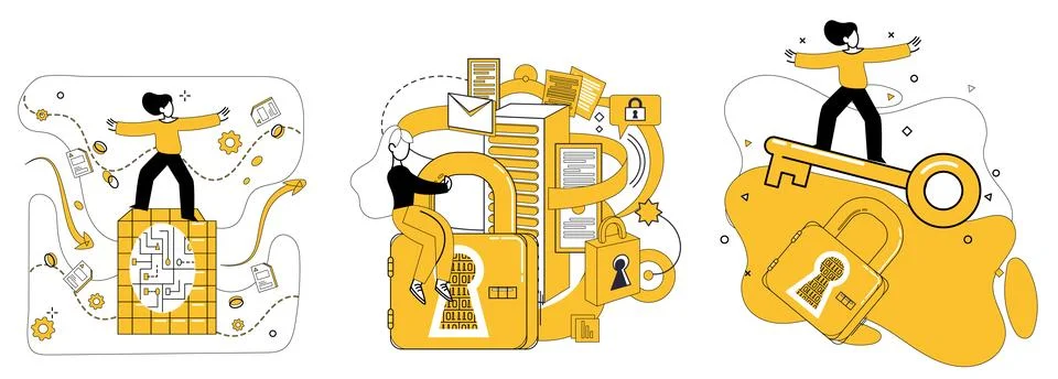 Data storage vector illustration. The concept data storage is intricately wov Stock Illustration