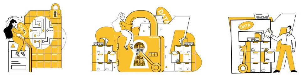 Data storage vector illustration. Data storage is memory bank where informati Ilustración de archivo