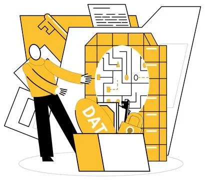 Data storage vector illustration. Datum preservation is critical aspect intri 스톡 일러스트