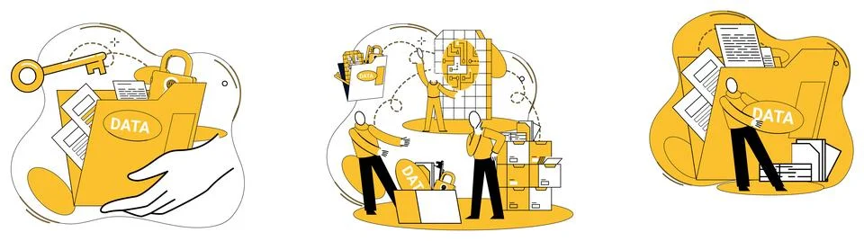 Data storage vector illustration. Technology marvels in intricate dance data  Stock Illustration