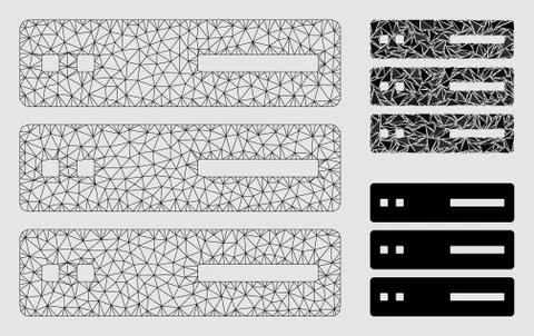 Data Storage Vector Mesh 2D Model and Triangle Mosaic Icon イラスト素材