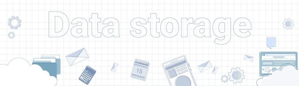 Data Storage Word On Squared Background Horizontal Banner Cloud Computing 스톡 일러스트