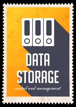 Data Storage on Yellow in Flat Design. Stock Illustration