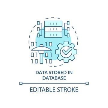 Data stored in database turquoise concept icon Stock Illustration