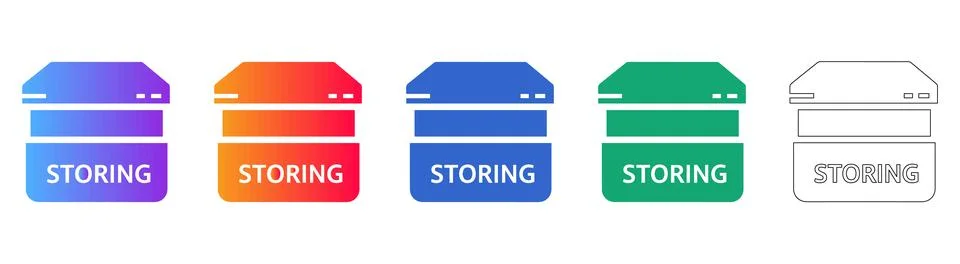 Data Storing and Cloud Storage Concept Icons Stock Illustration