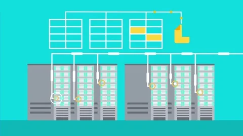Data storing working system into data center storage drives Stock-Footage 247353919