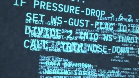 Data storm flying in source code seamless loop Stock Footage 344110405