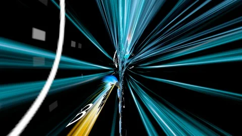 Data Stream 1033: Futuristic Vortex Tunnel of Streaming Data and Digital Light Stock Footage 122377722