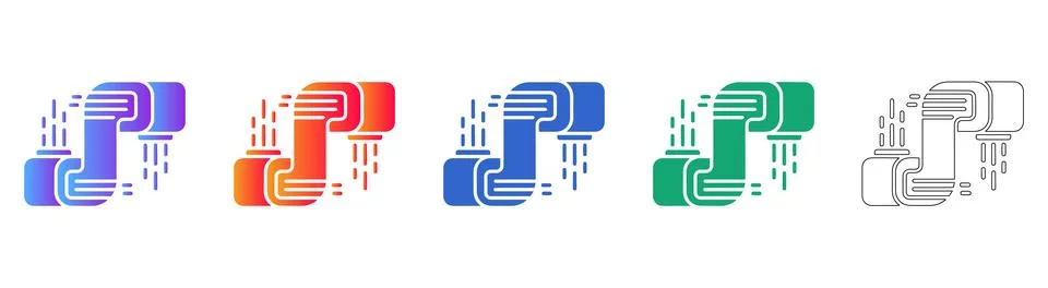 Data Stream and Pipeline Flow Icons Stock Illustration