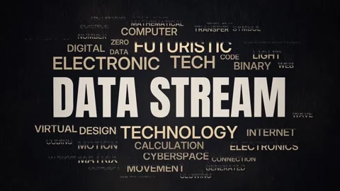 Data stream animated particle word cloud, text design animation, seamless loop Stock Footage 348641939