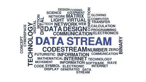 Data stream animated word cloud bounce, text design animation, seamless loop Stock Footage 347000463