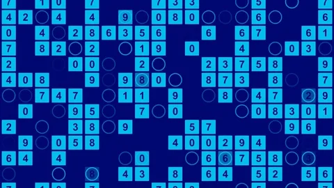 Data stream blue, counting numbers, blue abstract background, loop Stock Footage
