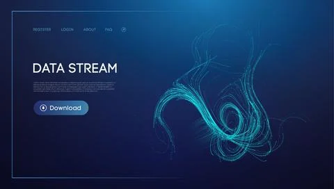 Data stream concept. Data visualization information flow. Blue technology Stock Illustration