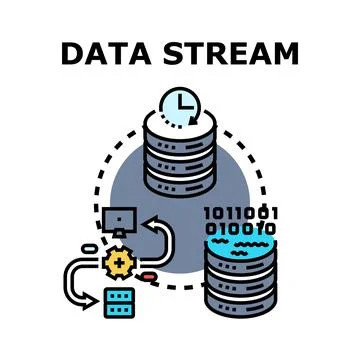 Data stream concept with real time processing Illustrazione stock