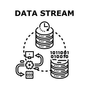 Data stream concept with real time processing Stock Illustration
