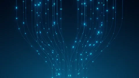 Data Stream Converge Neural Network Blue Background Technology Abstract AI Stock Footage 336210914