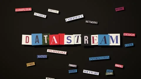 Data stream cut paper collage 3D animation seamless loop Stock Footage 347718519