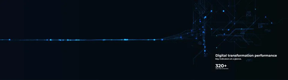 Data Stream Digital Transformation Glowing Particles Flow. Big Data Analytics Stockillustratie