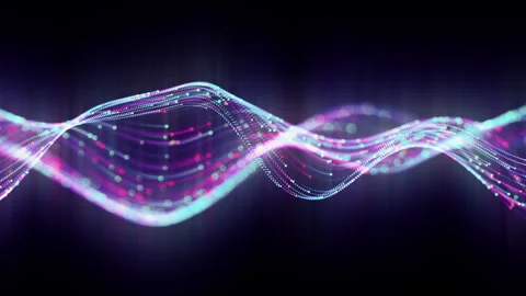 Data stream or lake background. Looped. Dot terrain blue waves. Light trails Stock Footage 250628125