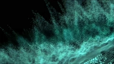 Data stream particle wave. 4K abstract blue neon particle motion Stock-Footage 131297627
