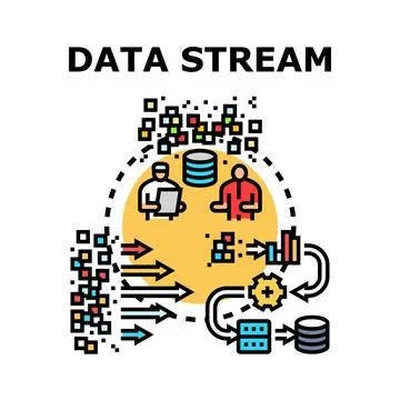 Data stream processing and analysis concept illustration Stock Illustration