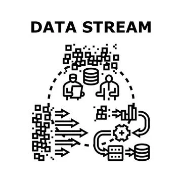 Data stream processing and analysis concept illustration Stock Illustration