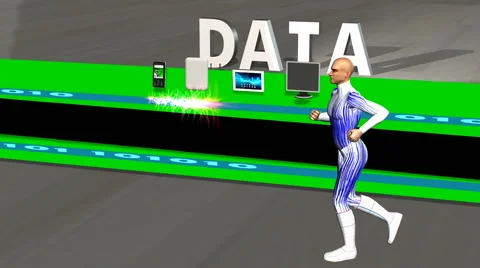 Data Stream with Running Man:  +Loop Video stock 46167833