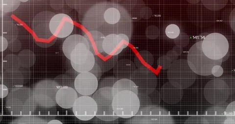 Data stream starting red jagged line plotting right on grid marking peaks with Stock Footage 334040524