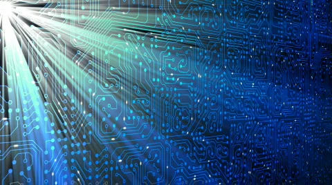 Data stream, transfer, communications. Abstract circuit board. Loop. Video stock 776983