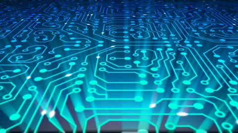 Data stream, transfer, communications. Abstract circuit board. Loop. 库存影片 777041