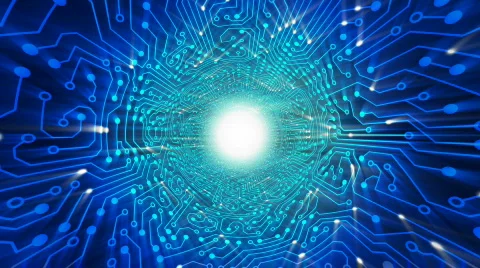 Data stream, transfer, communications. Abstract circuit board. Loop. Stock Footage 777066