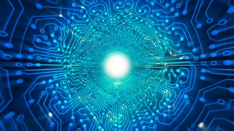 Data stream, transfer, communications. Abstract circuit board. Getting faster. 库存影片 777093