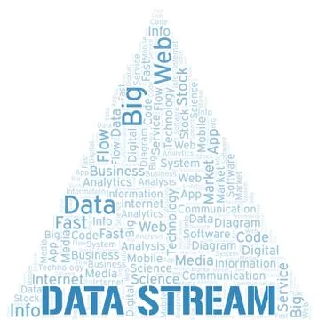 Data Stream vector word cloud, made with text only. Stock Illustration