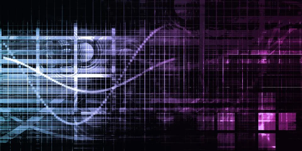 Data Stream Visualization With Connected Technology Nodes Stock Illustration