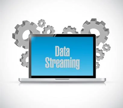 Data streaming laptop sign concept Illustrazione stock