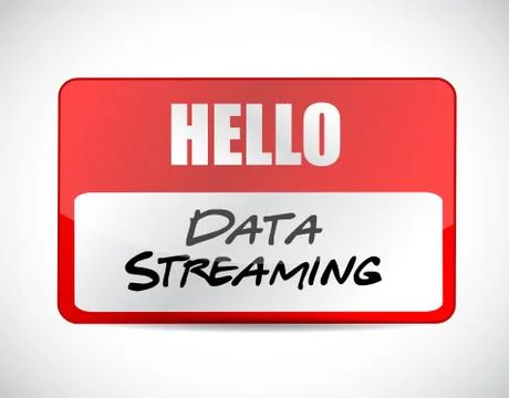 Data streaming name tag sign concept Illustrazione stock