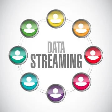 Data streaming people network sign concept Illustrazione stock
