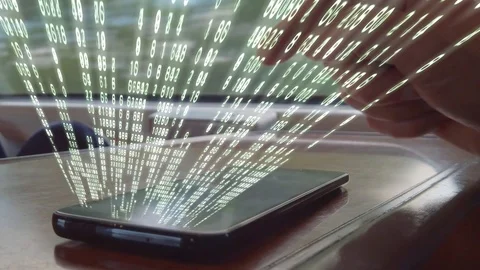 Data streaming into a phone. Stock Footage 110846289