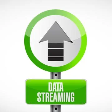 Data streaming road sign concept Illustrazione stock