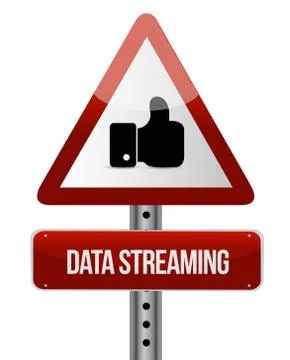 Data streaming warning sign concept illustration Stock Illustration