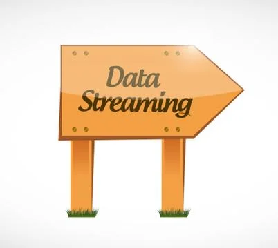 Data streaming wood sign concept Illustrazione stock