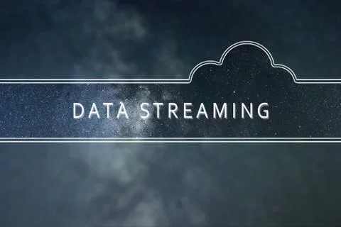 DATA STREAMING word cloud Concept. Space background. Stock Photos
