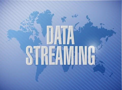 Data streaming world map sign concept Illustrazione stock